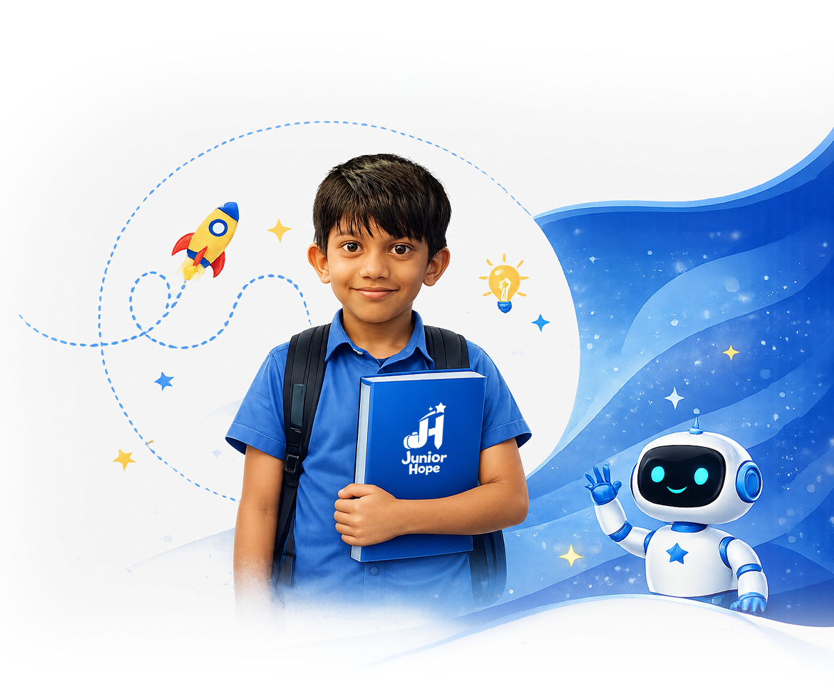 Smiling child using AI powered talent assessment platform, Junior Hope
